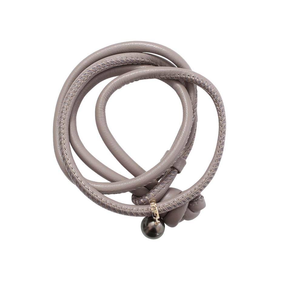 MIZUKI-Pearl Leather Wrap Bracelet/Choker-YELLOW GOLD
