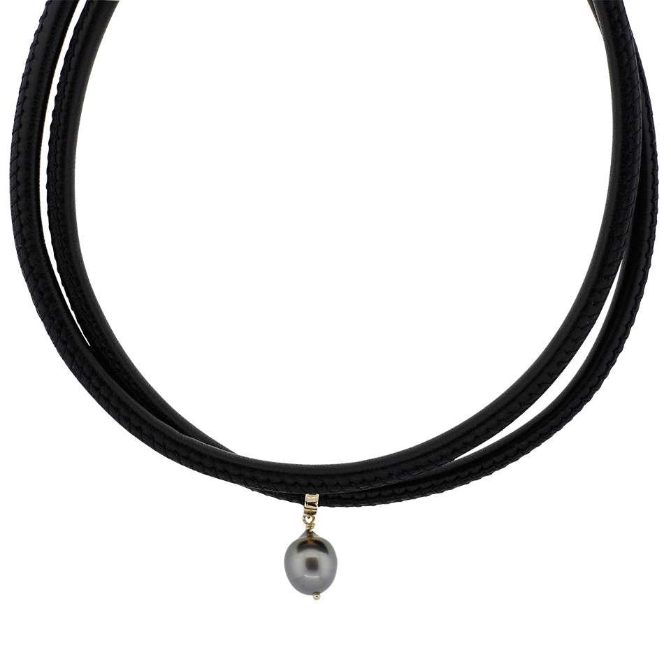 MIZUKI-Pearl Leather Wrap Bracelet/Choker-YELLOW GOLD