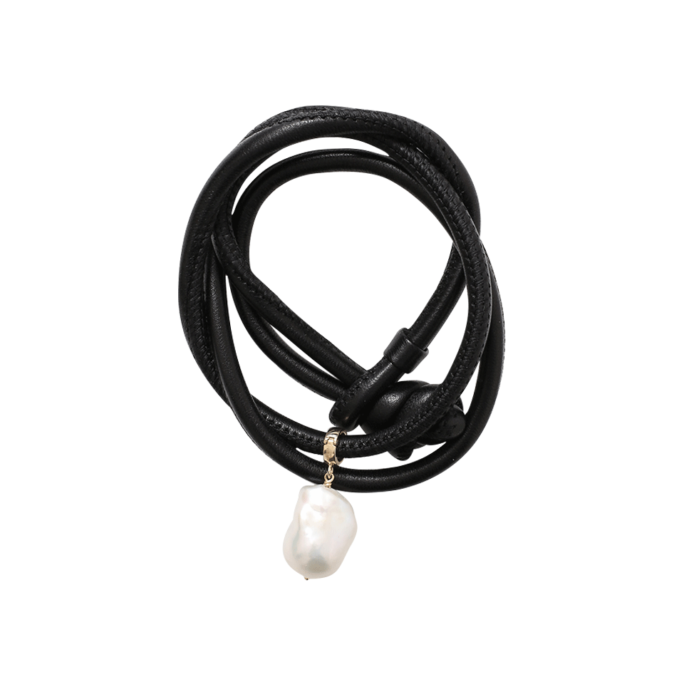 MIZUKI-Pearl Leather Wrap Bracelet/Choker-YELLOW GOLD