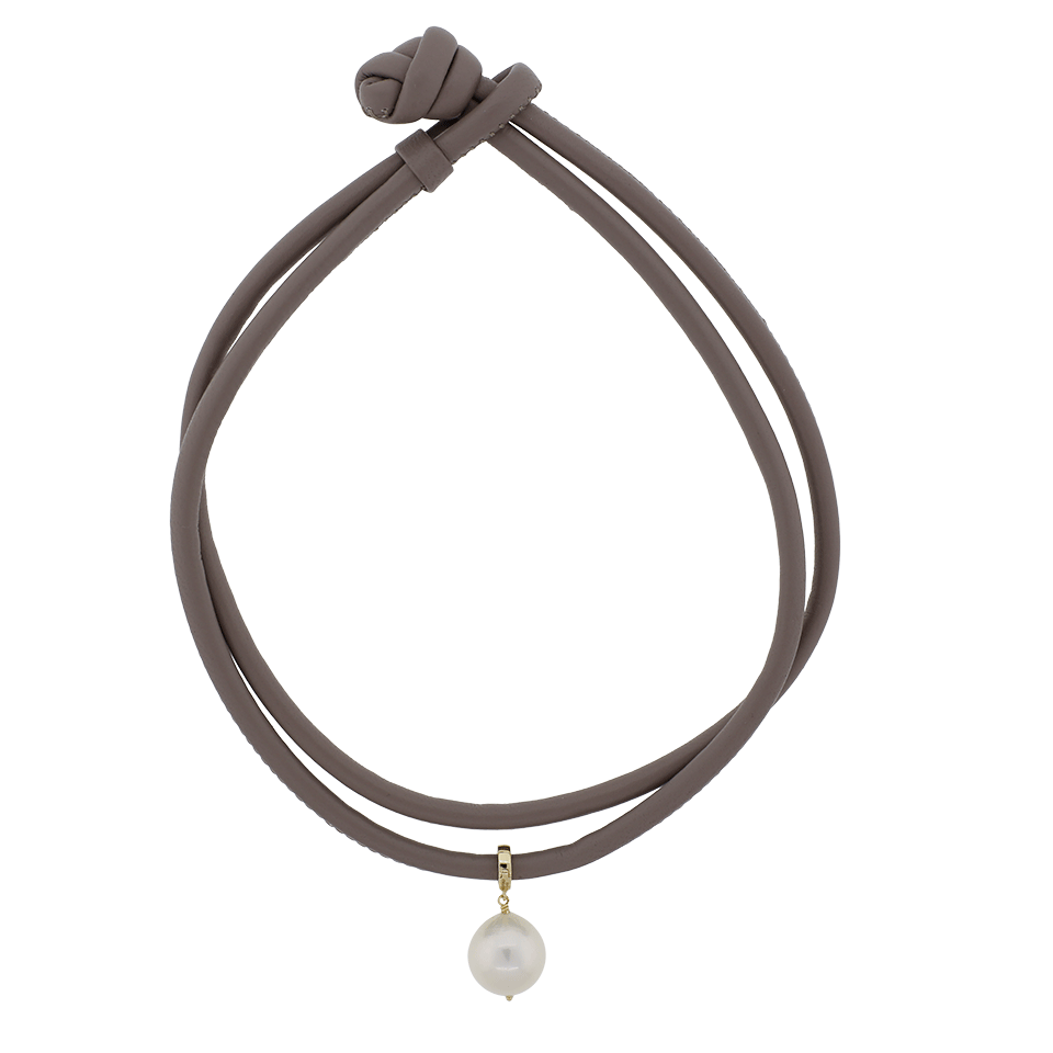 MIZUKI-Pearl Leather Wrap Bracelet/Choker-YELLOW GOLD