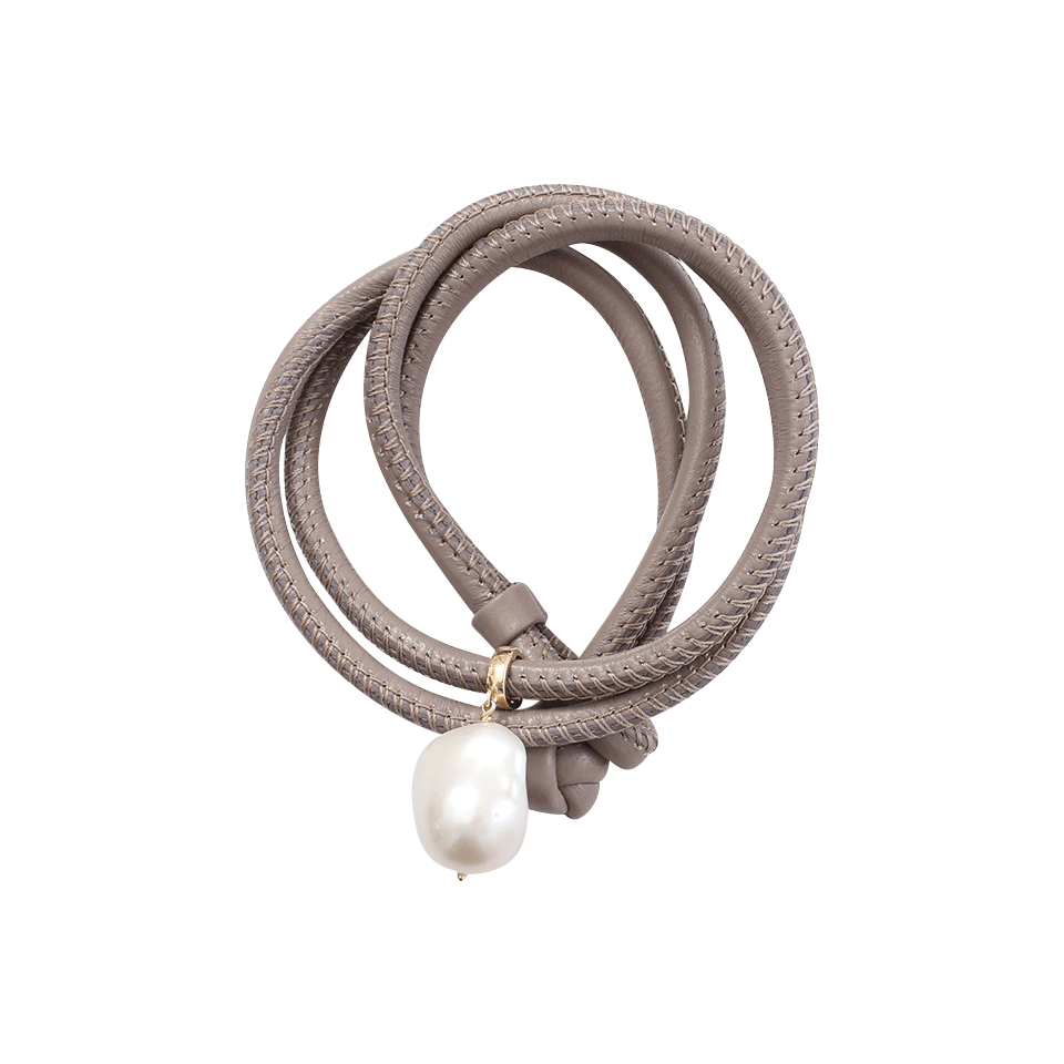MIZUKI-Pearl Leather Wrap Bracelet/Choker-YELLOW GOLD