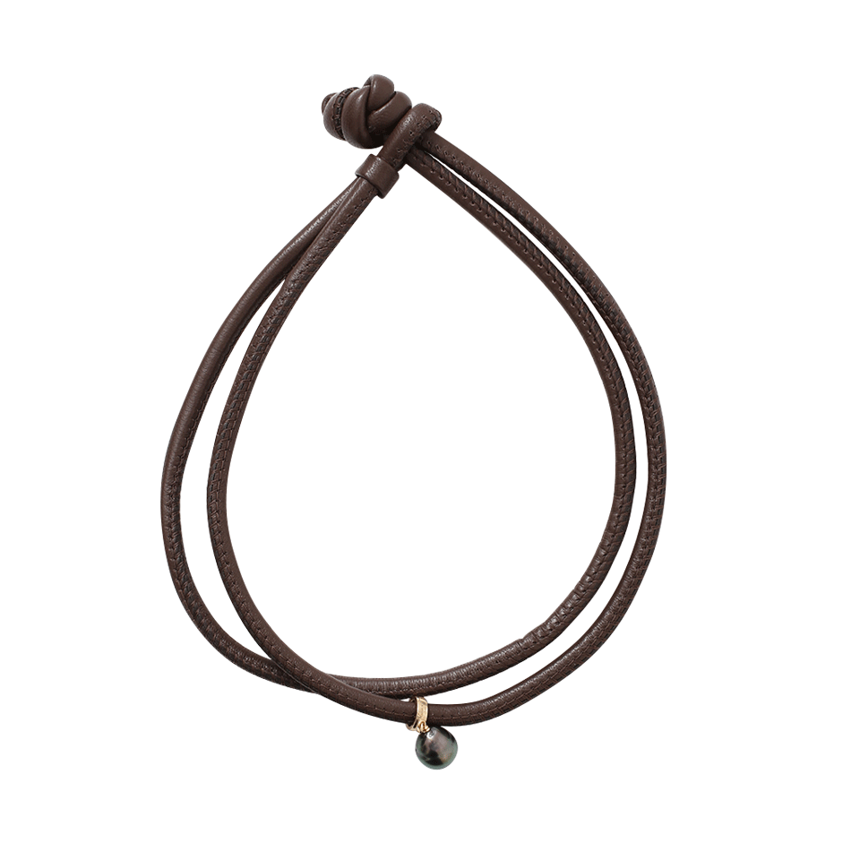 MIZUKI-Pearl Leather Wrap Bracelet/Choker-YELLOW GOLD