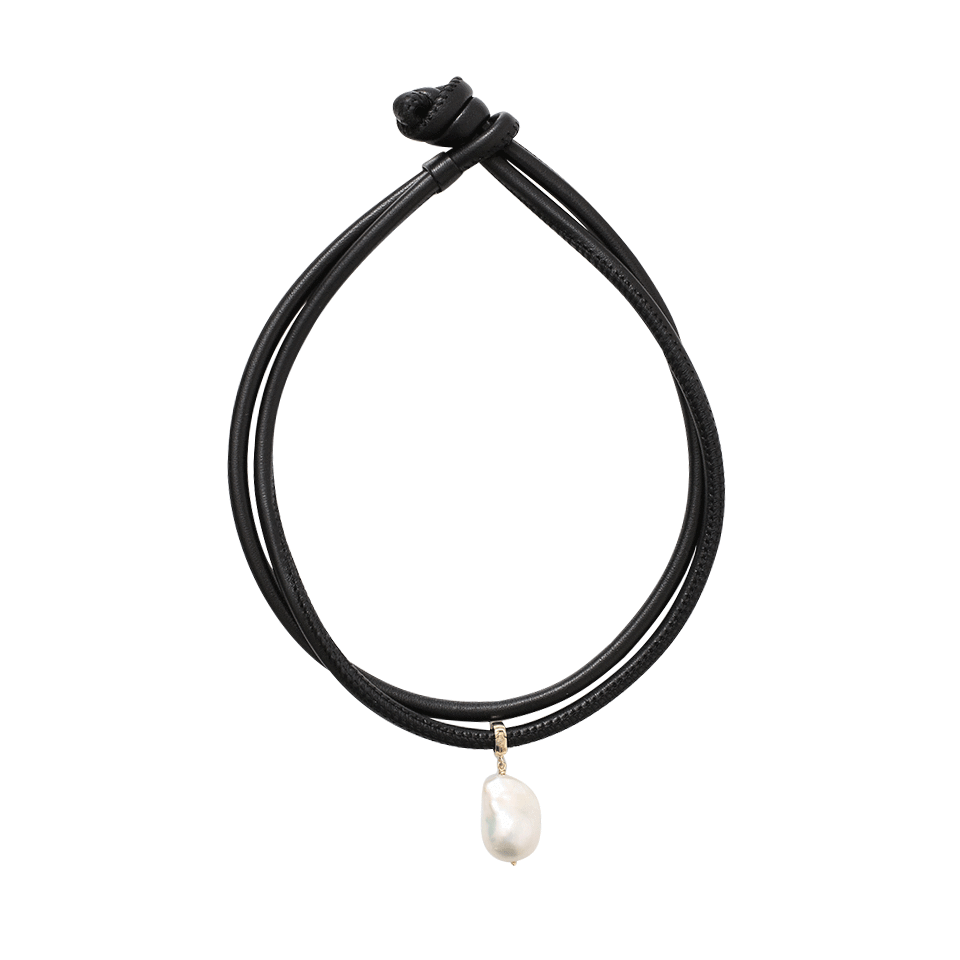 MIZUKI-Pearl Leather Wrap Bracelet/Choker-YELLOW GOLD
