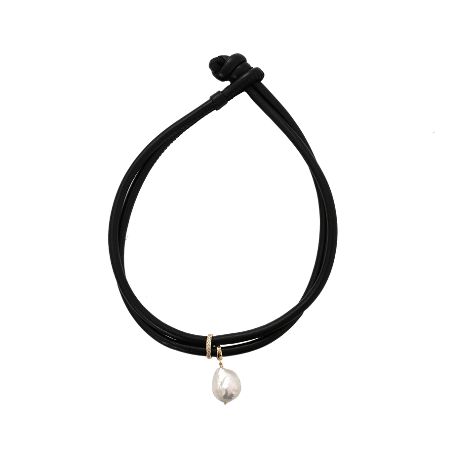 MIZUKI-Pearl Leather Wrap Bracelet/Choker-YELLOW GOLD