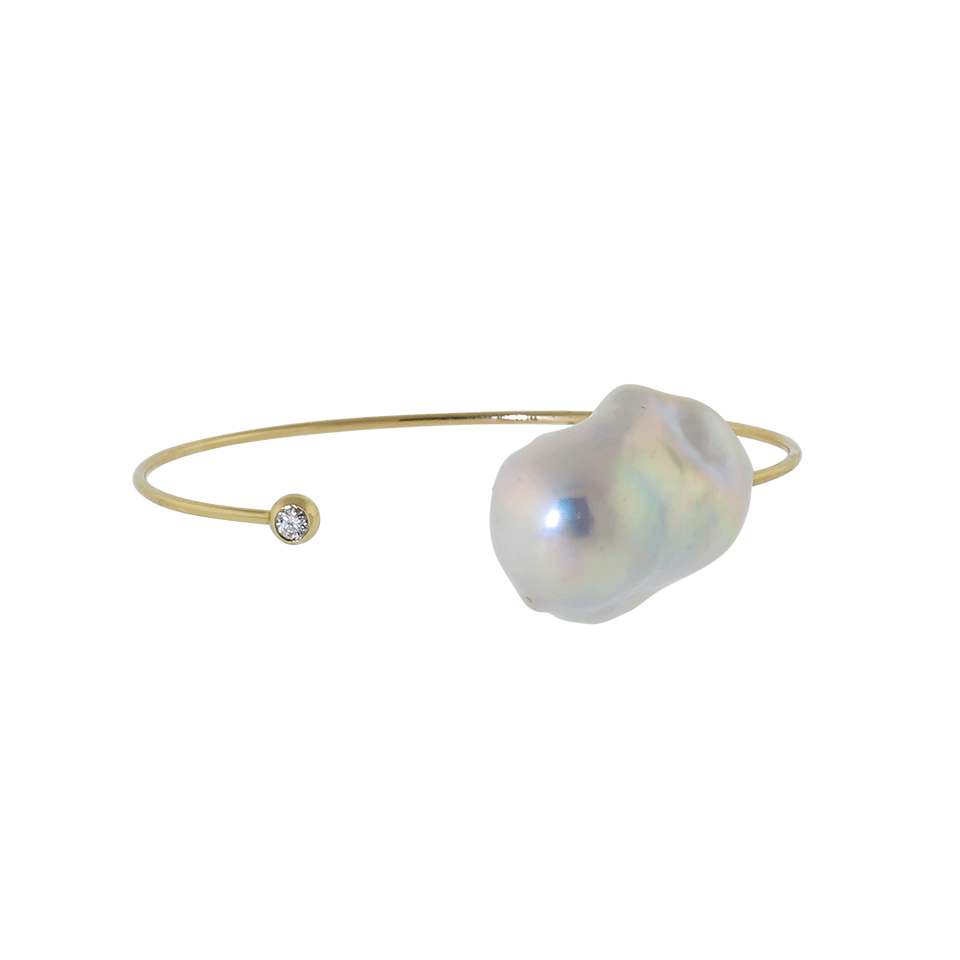 MIZUKI-Baroque Freshwater Pearl Open Cuff-YELLOW GOLD