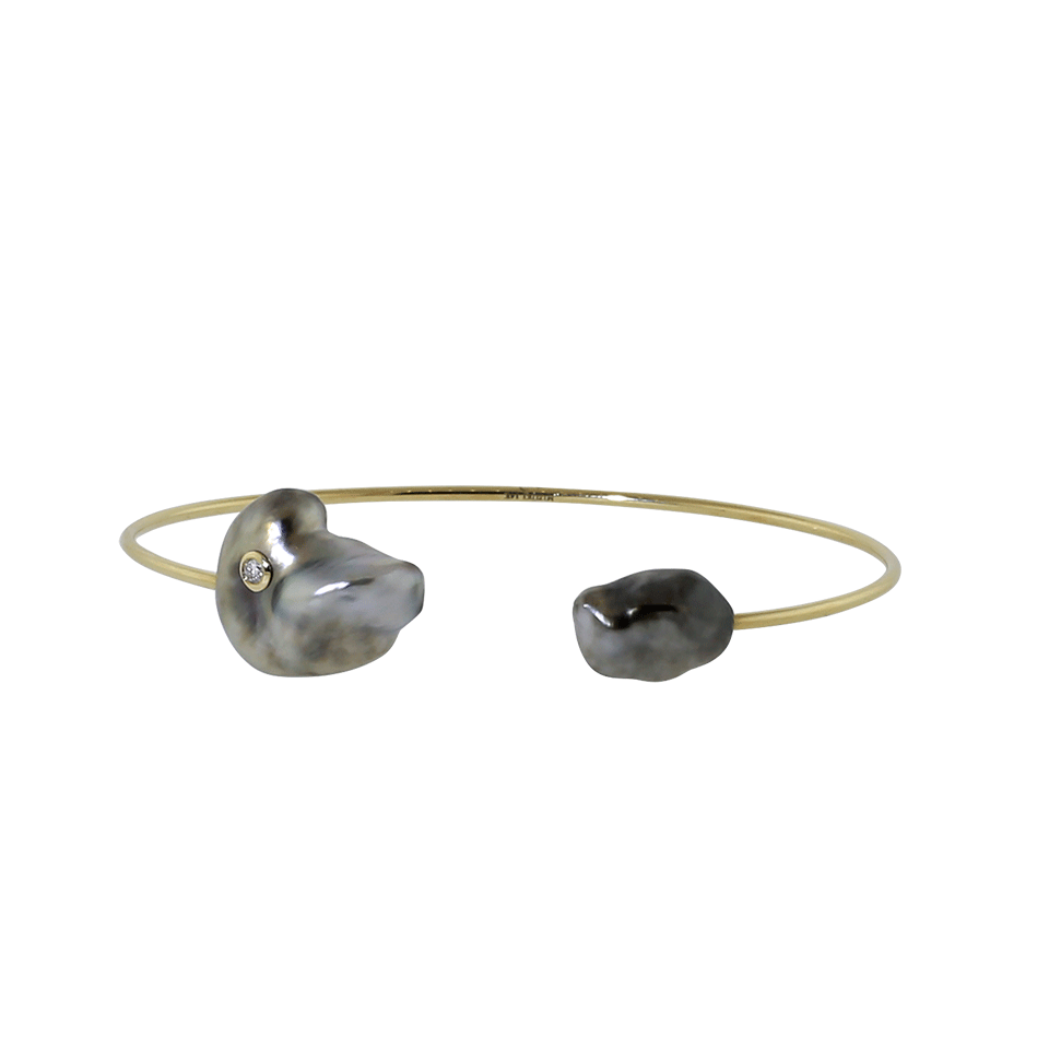 MIZUKI-Double Tahitian Keshi Pearl Cuff-YELLOW GOLD