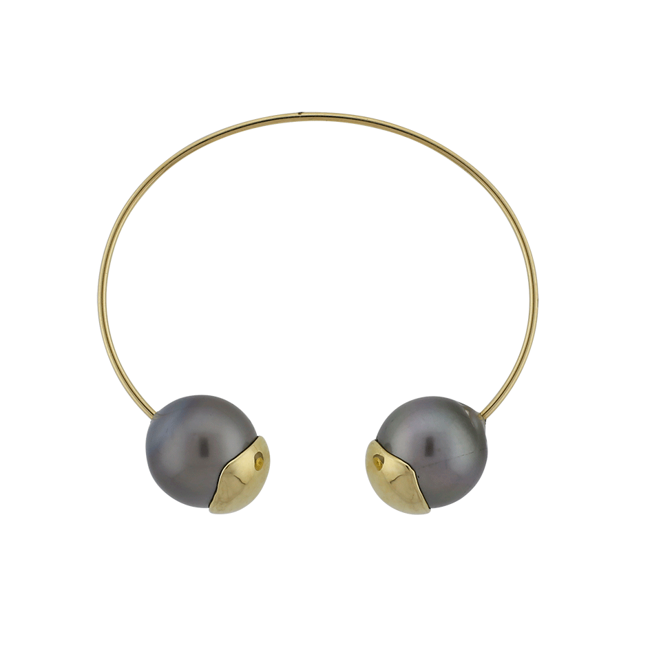 MIZUKI-Fluid Gold Double Baroque Tahitian Pearl Cuff-YELLOW GOLD