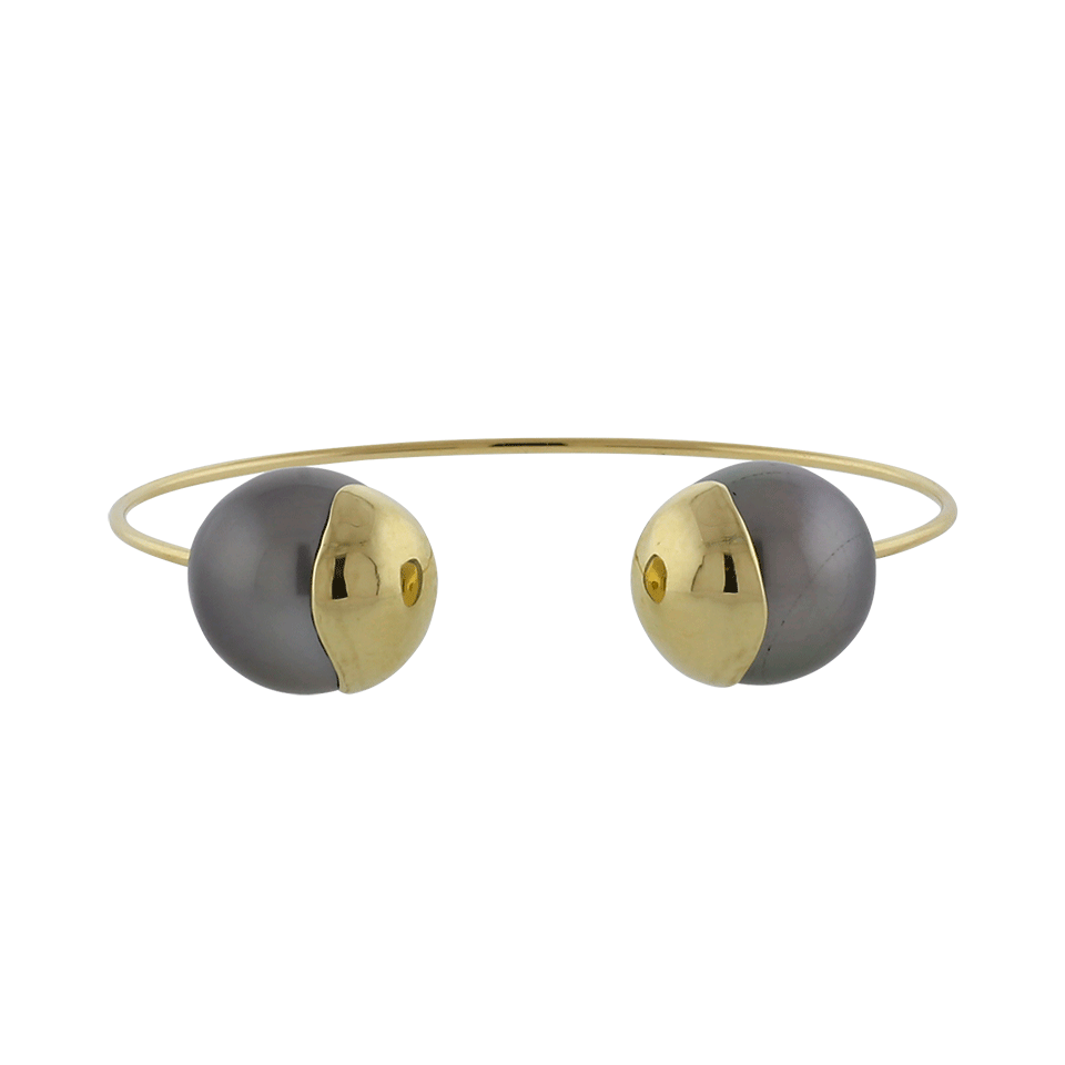 MIZUKI-Fluid Gold Double Baroque Tahitian Pearl Cuff-YELLOW GOLD