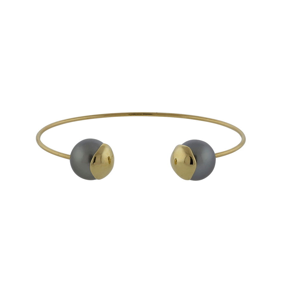 MIZUKI-Fluid Gold Small Tahitian Pearl Cuff-YELLOW GOLD