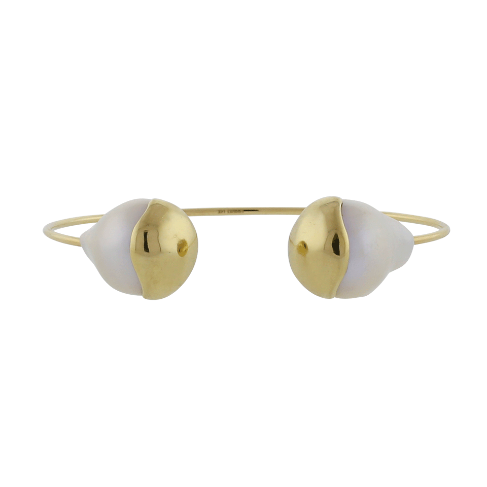 MIZUKI-Small Fluid Gold Double Freshwater Pearl Cuff-YELLOW GOLD