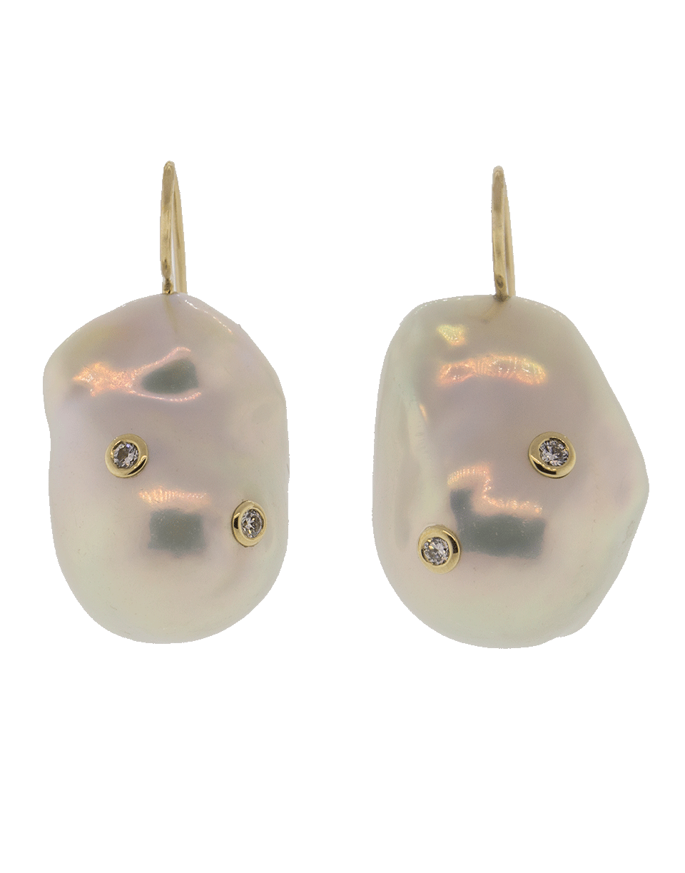 MIZUKI-Baroque Freshwater Pearl Earrings-YELLOW GOLD
