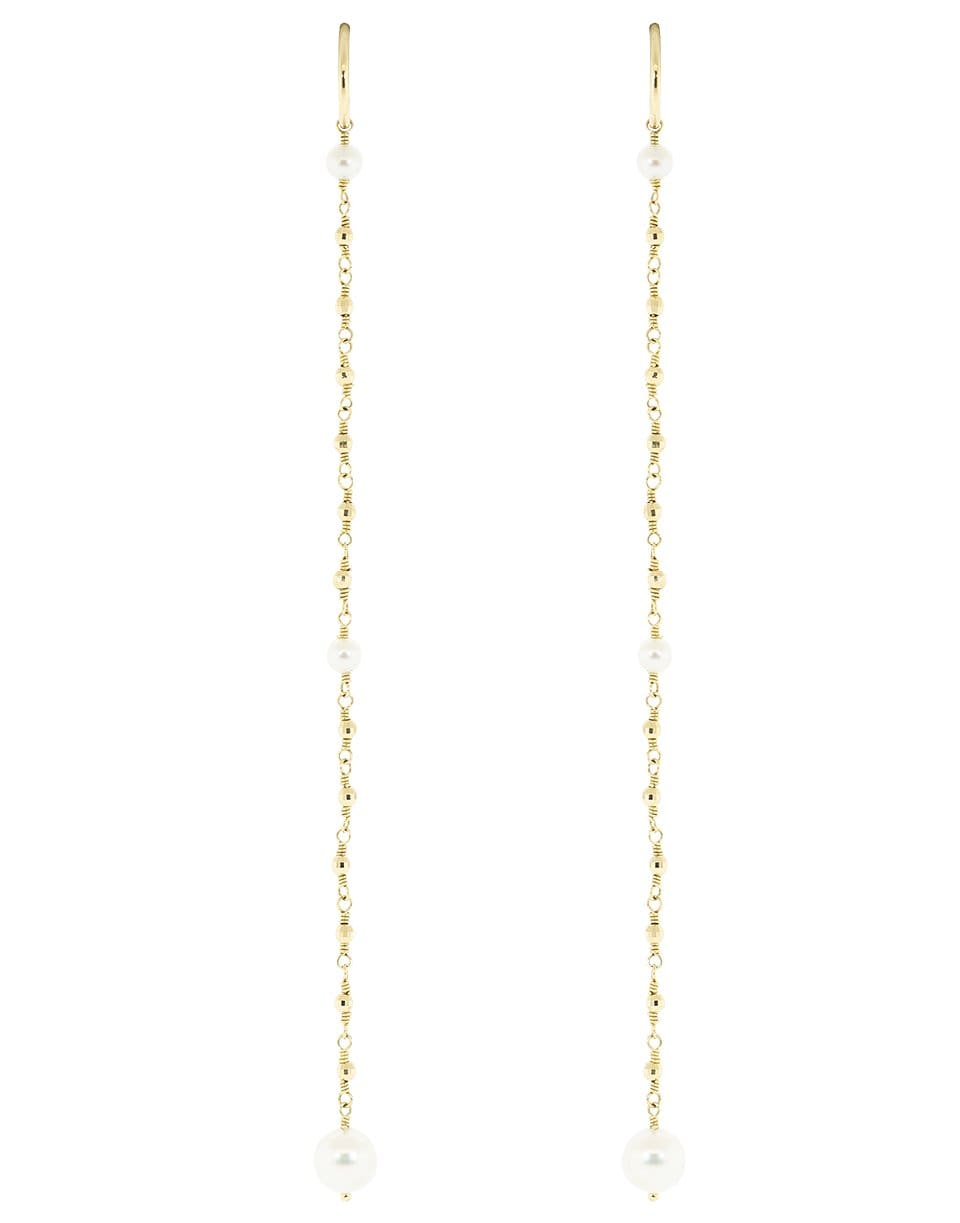 MIZUKI-Long Drop Akoya Pearl Earrings-YELLOW GOLD