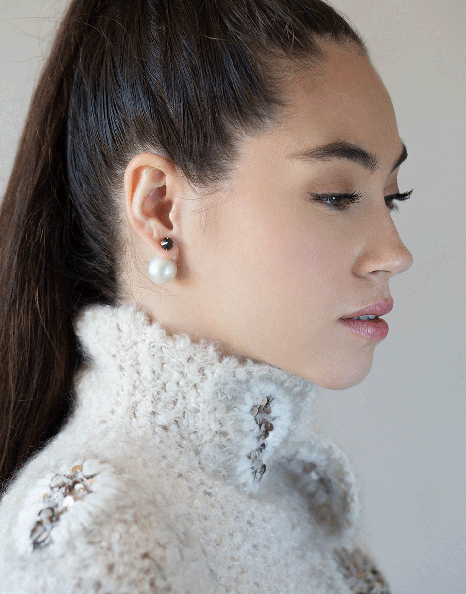MIZUKI-Tahitian and Ivory South Sea Pearl Earrings-YELLOW GOLD