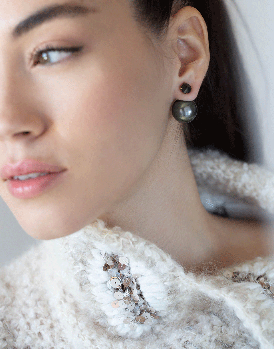 MIZUKI-Tahitian and Ivory South Sea Pearl Earrings-YELLOW GOLD