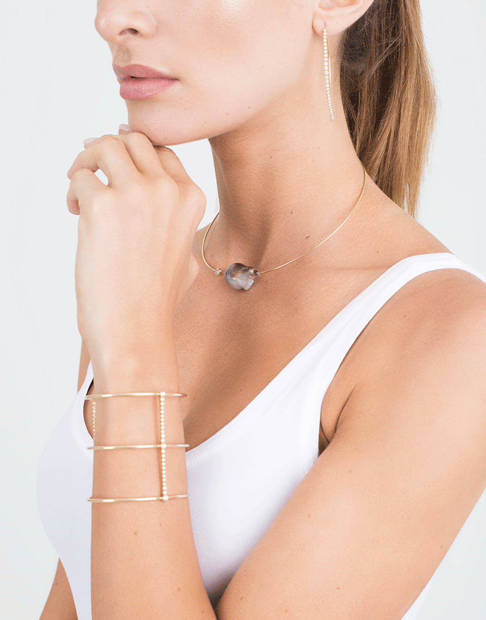 MIZUKI-Baroque Tahitial Pearl And Diamond Collar Necklace-YELLOW GOLD