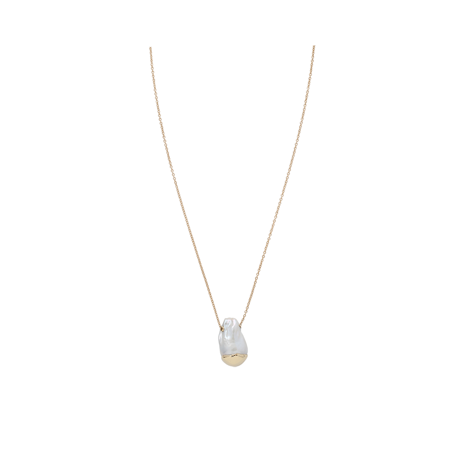 MIZUKI-Fluid Gold Pearl Slide Solitaire Necklace-YELLOW GOLD