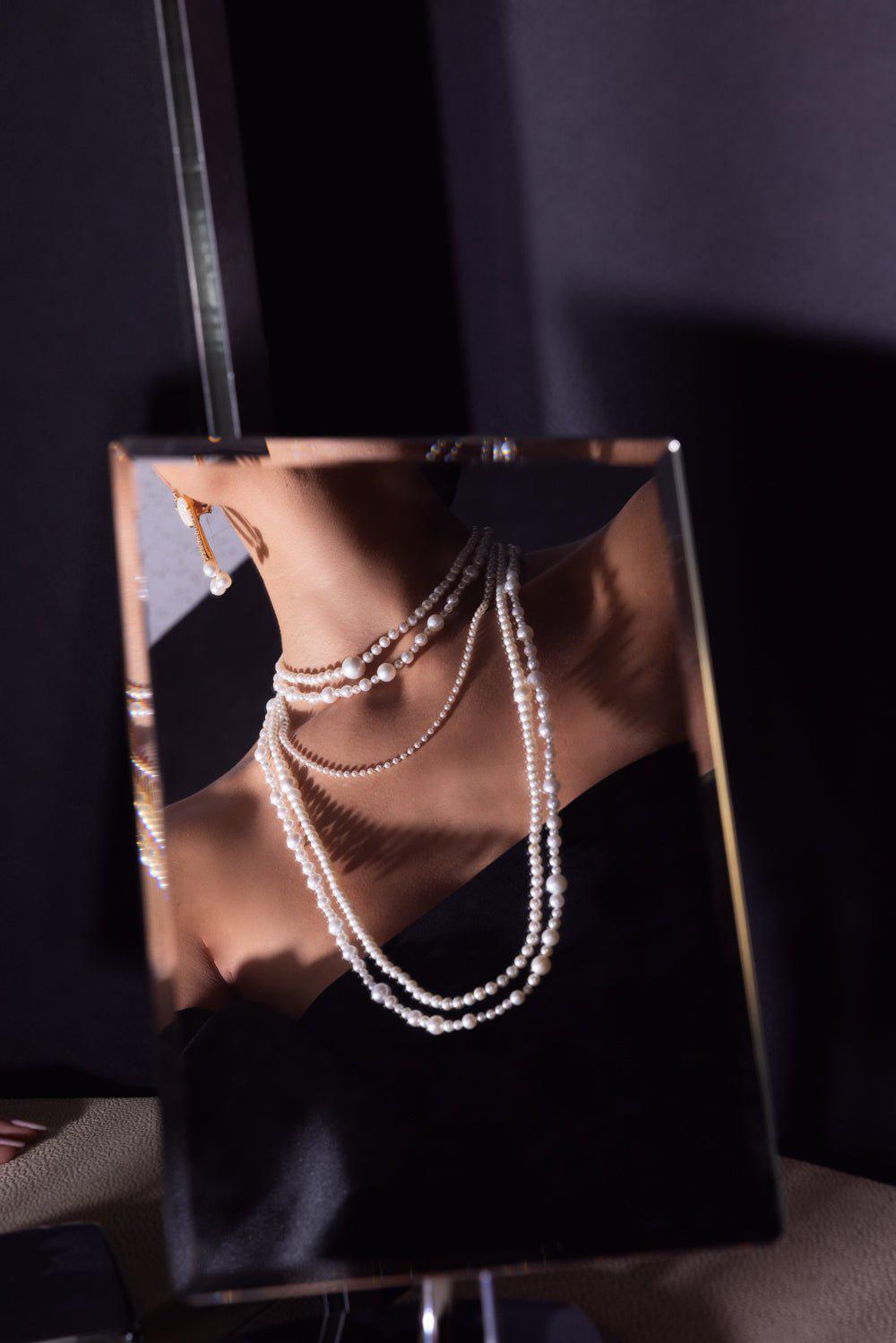 MIZUKI-Graduated Freshwater Pearl Necklace-YELLOW GOLD