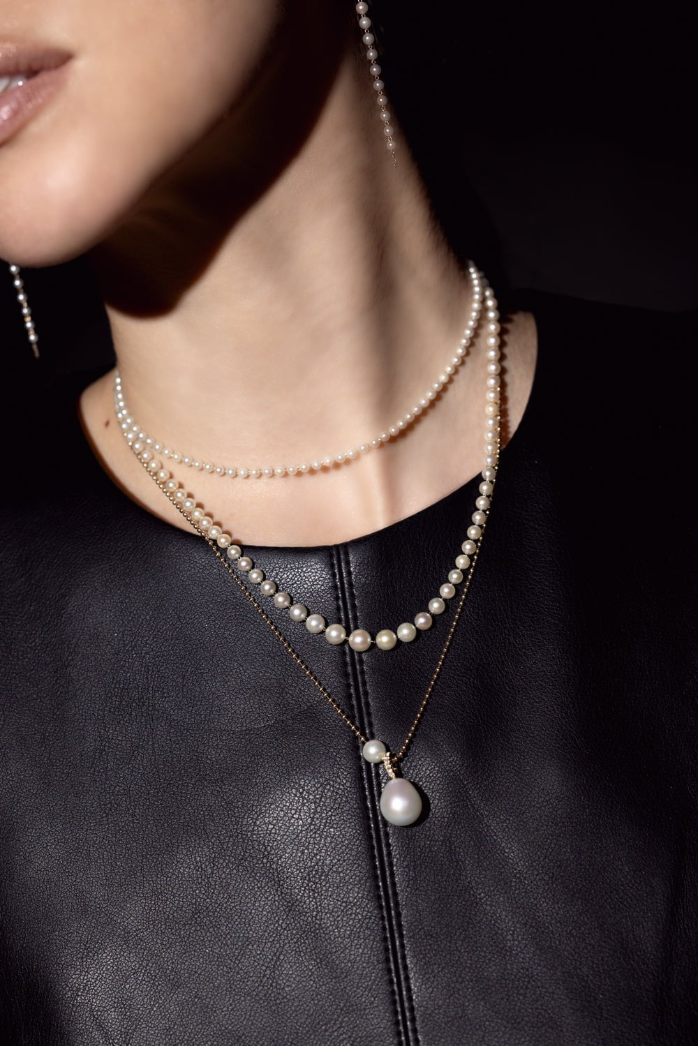 MIZUKI-Graduating Akoya Pearl Necklace-YELLOW GOLD