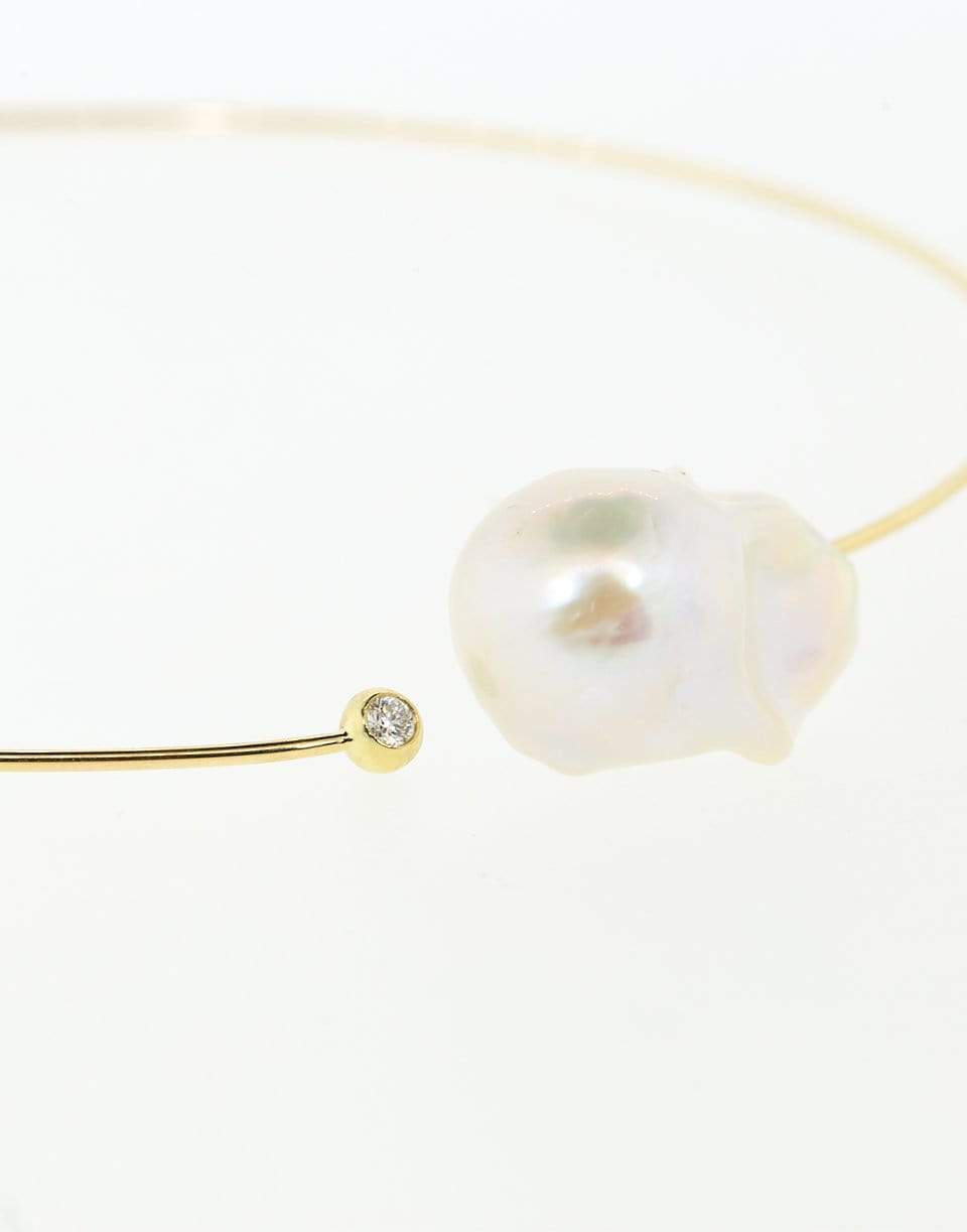 MIZUKI-Large Baroque Pearl and Diamond Collar Necklace-YELLOW GOLD
