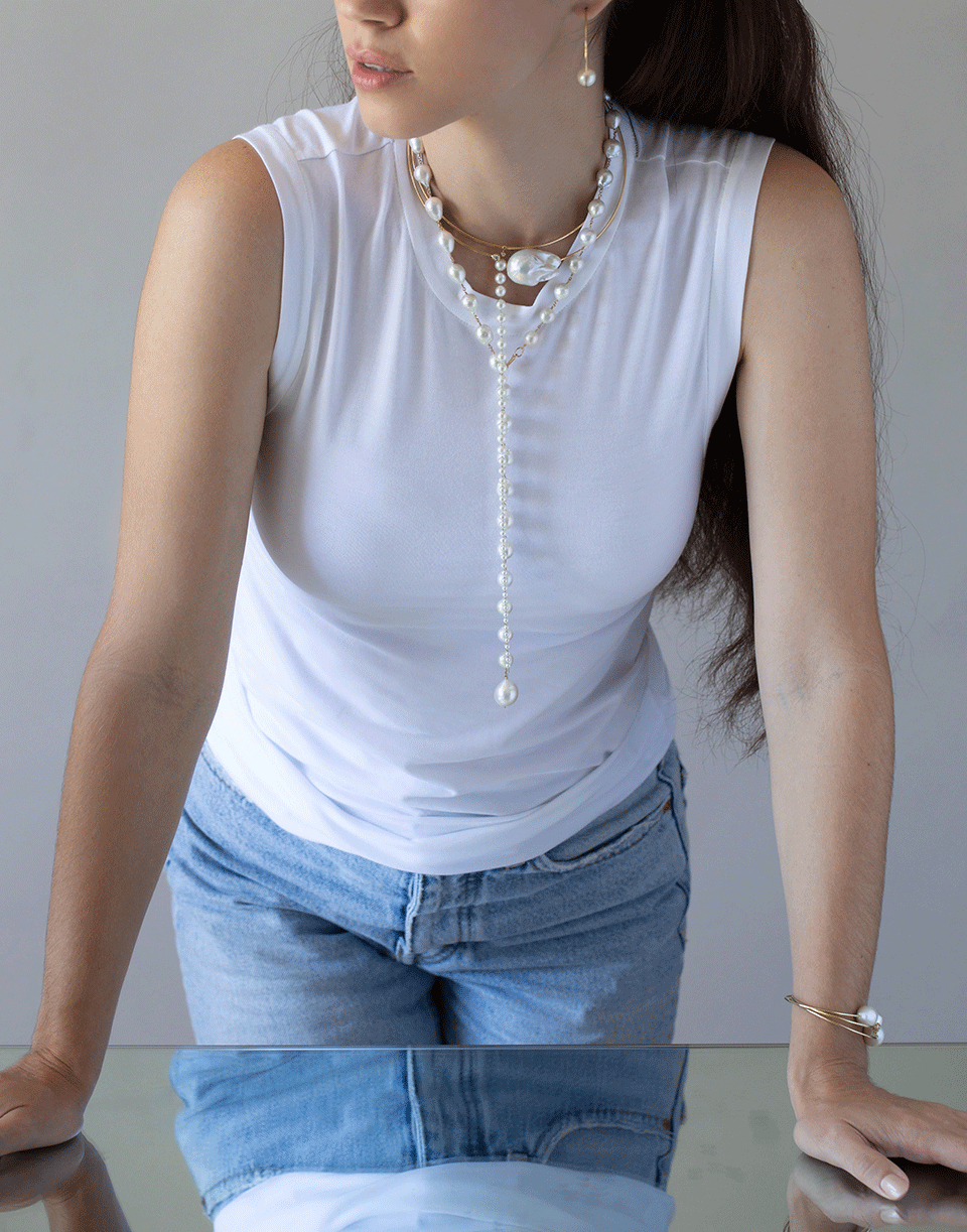 MIZUKI-Pearl Drop Necklace-YELLOW GOLD