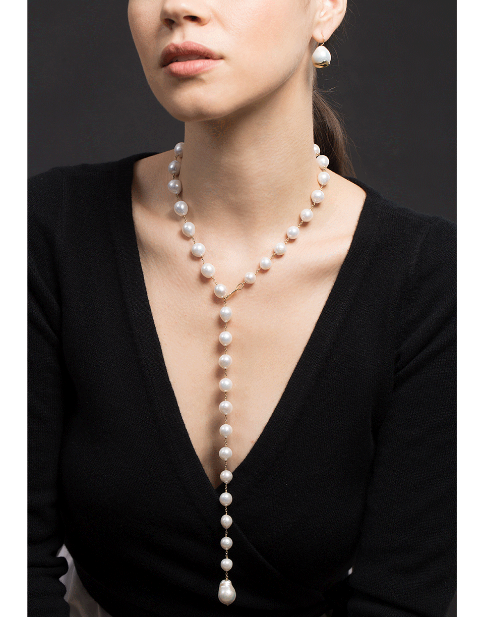 MIZUKI-Pearl Drop Necklace-YELLOW GOLD