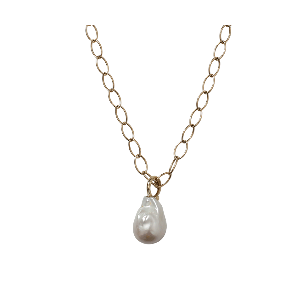 MIZUKI-White Freshwater Pearl Charm With Diamond-YELLOW GOLD