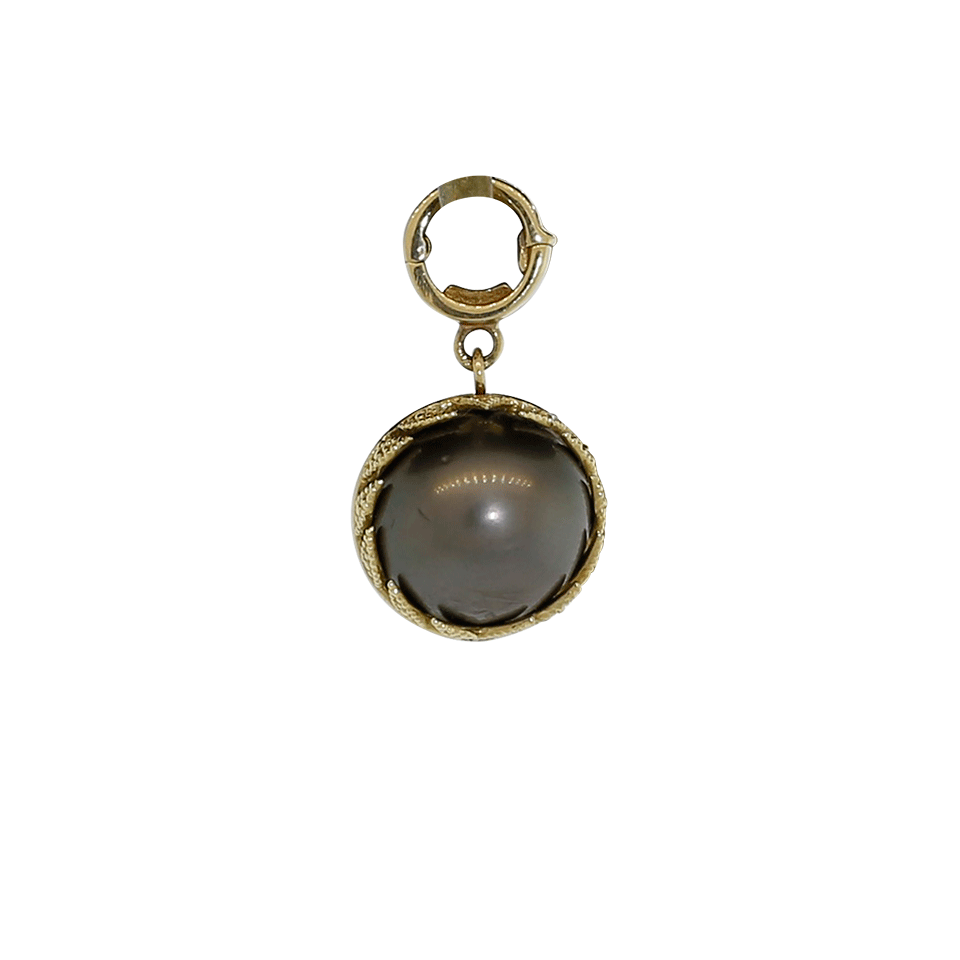 MIZUKI-Black Tahitian Diamond Feather Clip Pendant-YELLOW GOLD