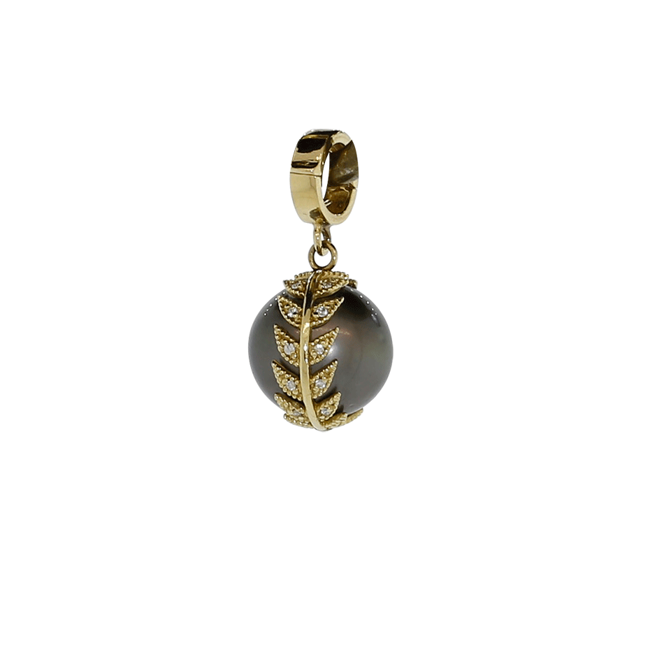MIZUKI-Black Tahitian Diamond Feather Clip Pendant-YELLOW GOLD