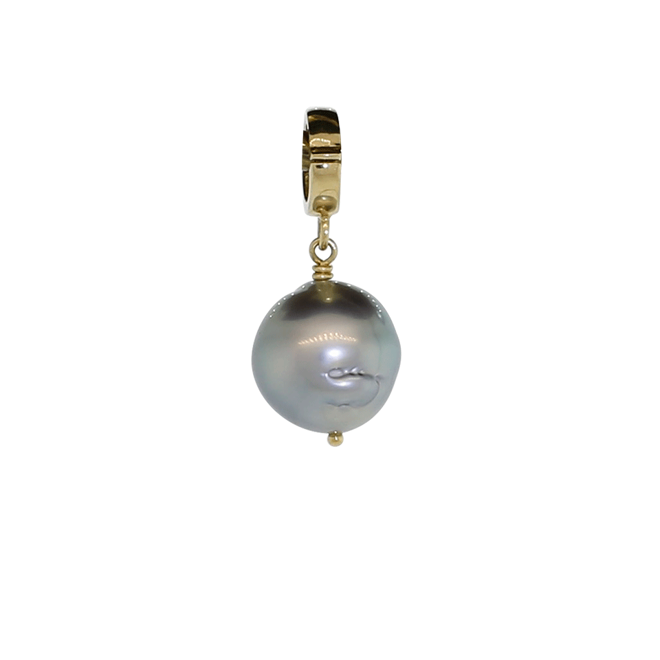 MIZUKI-Black Tahitian Pearl Clip Pendant-YELLOW GOLD