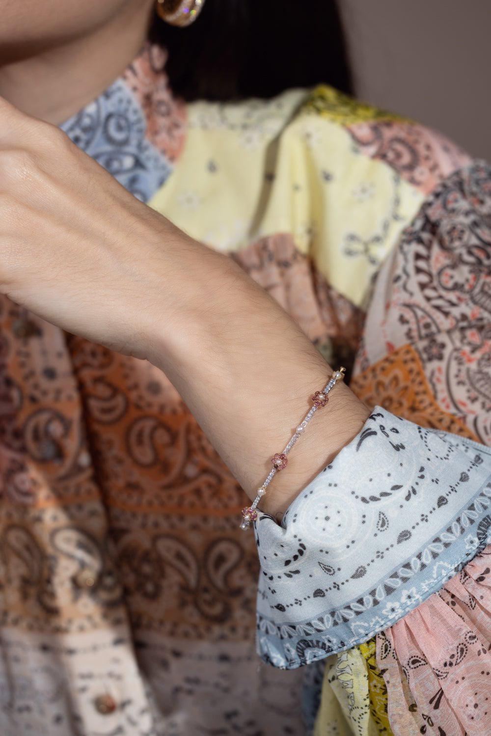 MOKSH-Day Dream Pink Tourmaline Bracelet-YELLOW GOLD