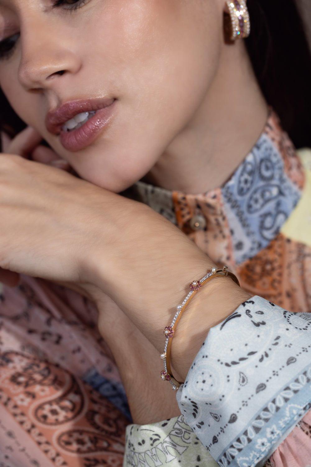 MOKSH-Day Dream Pink Tourmaline Bracelet-YELLOW GOLD