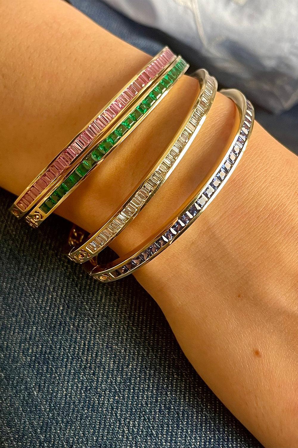 Emerald Paro Bangle Bracelet-YELLOW GOLD-JEWELRYFINE JEWELBRACELET O-MOKSH
