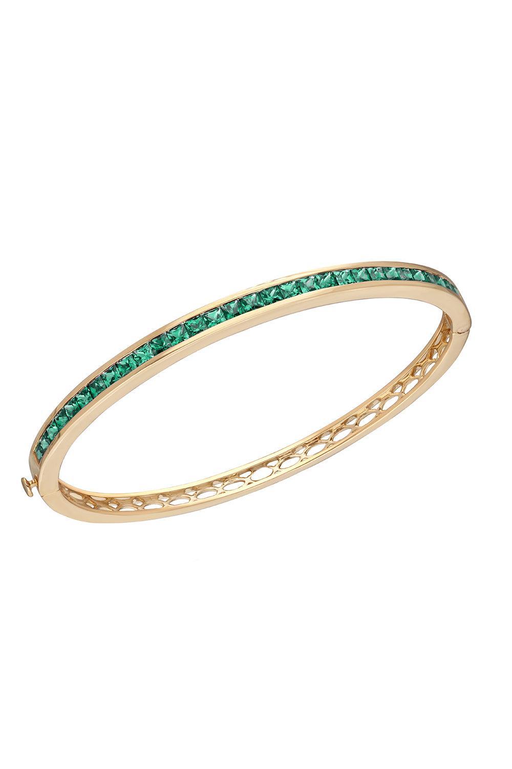 Emerald Paro Bangle Bracelet-YELLOW GOLD-JEWELRYFINE JEWELBRACELET O-MOKSH