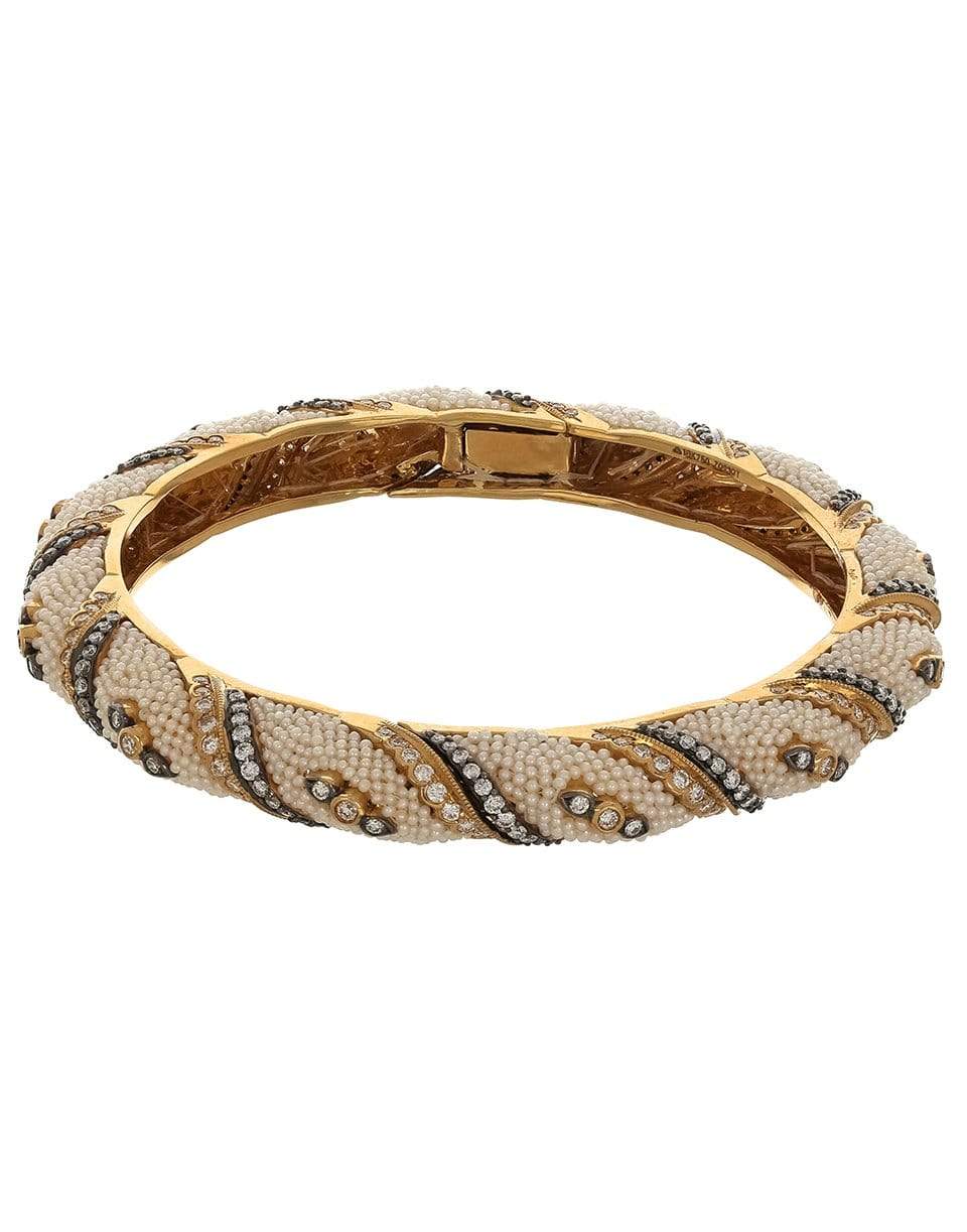 MOKSH-Keshi Pearl and Diamond Twist Bracelet-YELLOW GOLD