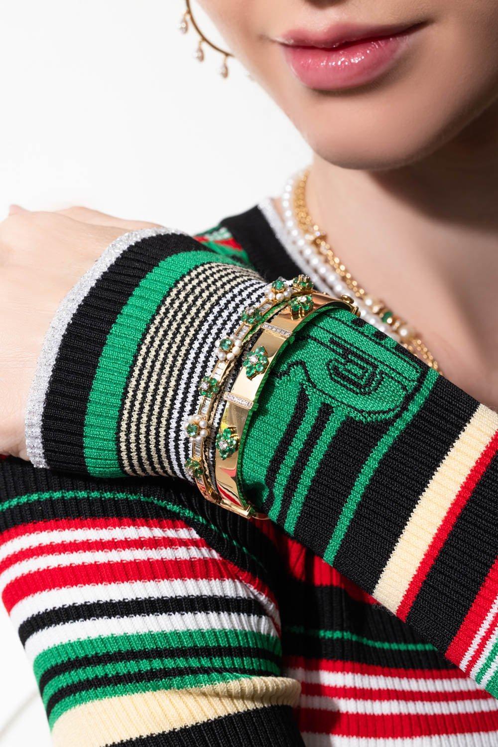 MOKSH-Paro Emerald Bracelet-YELLOW GOLD
