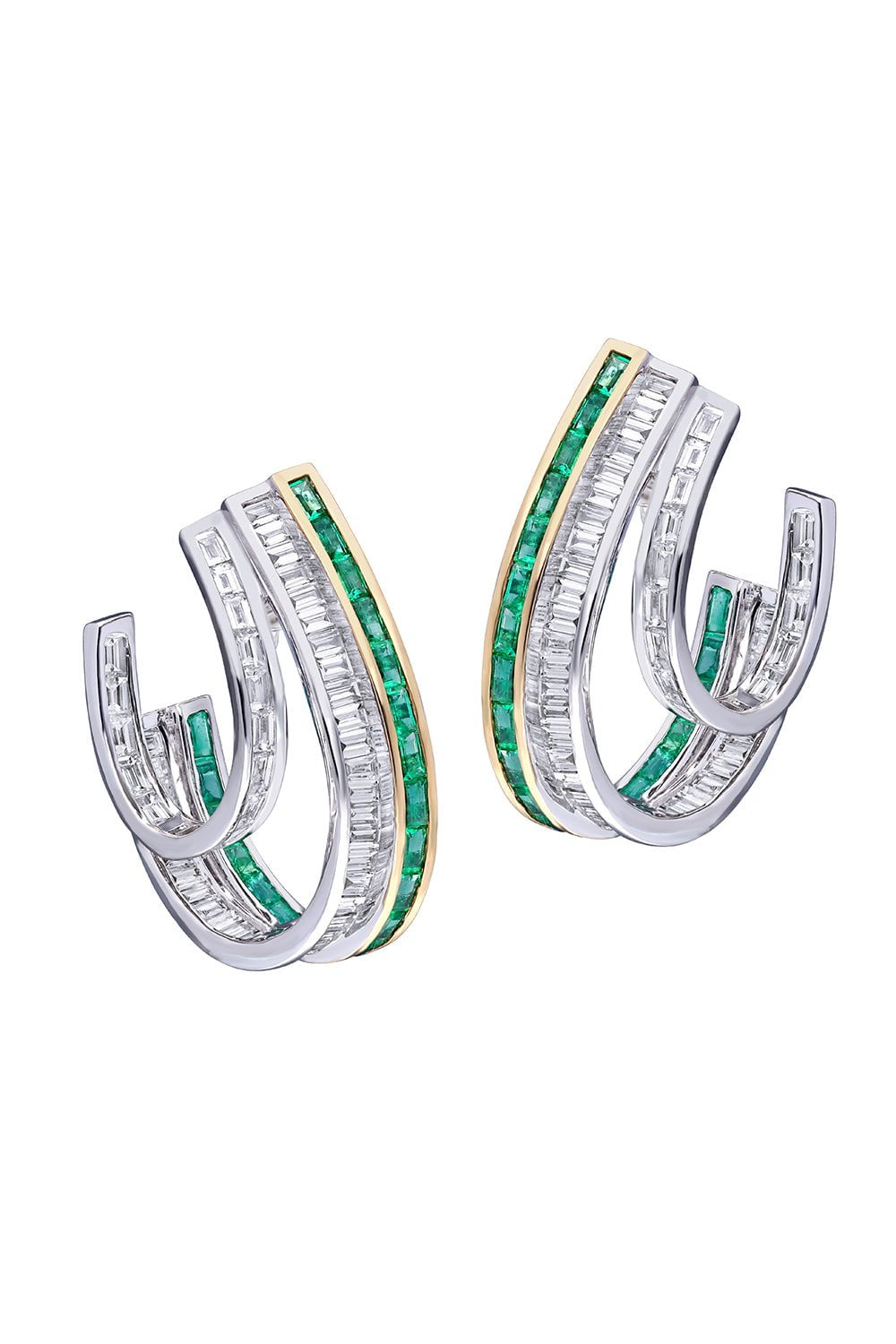 MOKSH-Emerald Nuur Earrings-WHITE GOLD