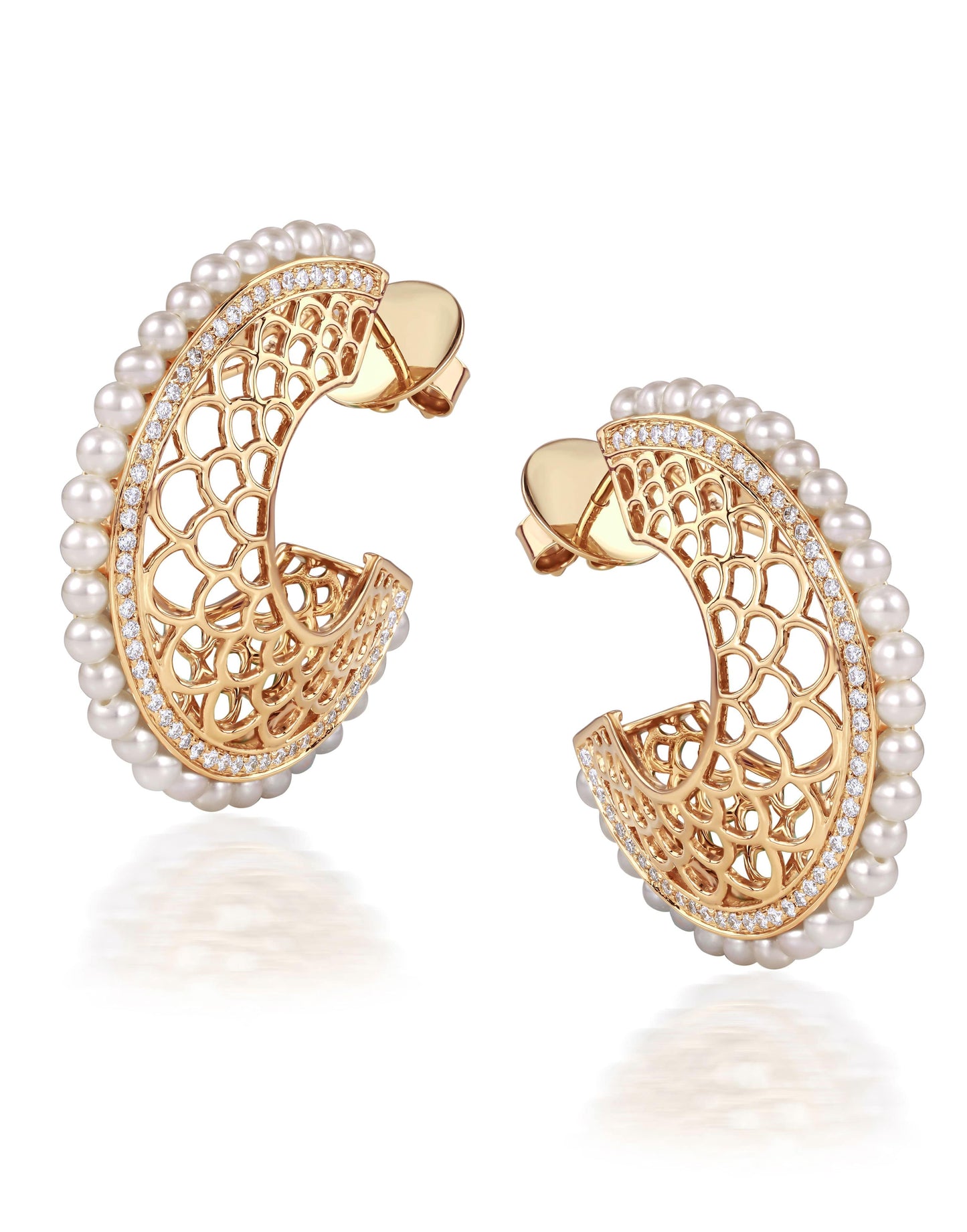 MOKSH-Jodhpur Fresh Water Pearl Earrings-YELLOW GOLD