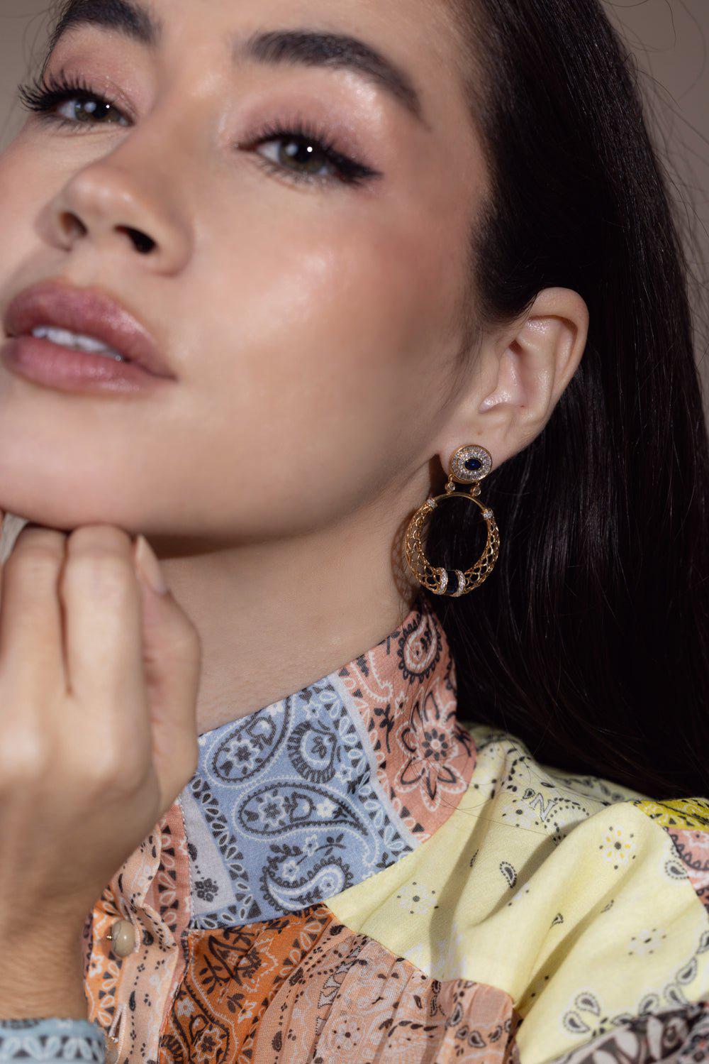 MOKSH-Jodhpur Round Drop Earrings-YELLOW GOLD