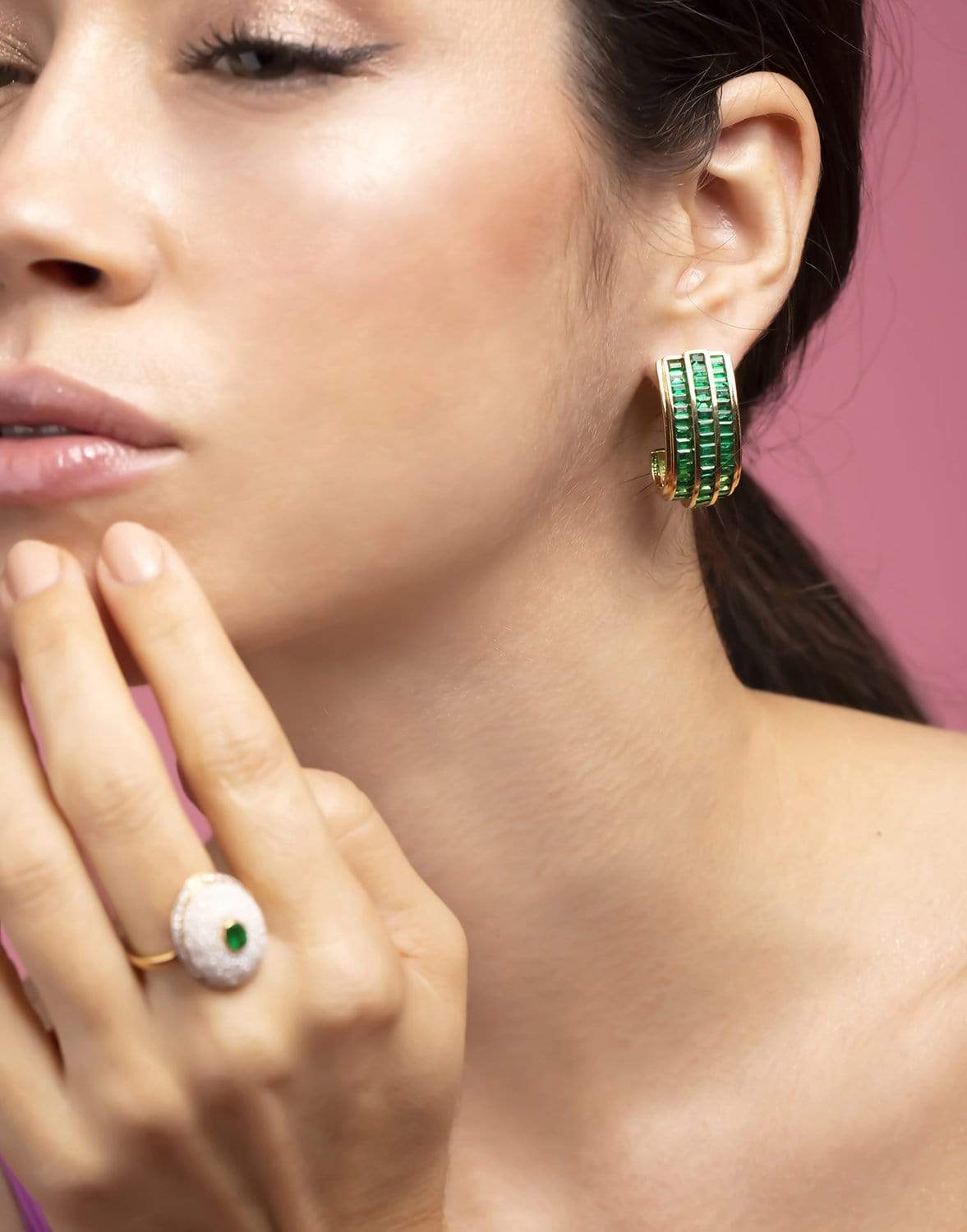 MOKSH-Paro Emerald Earrings-YELLOW GOLD