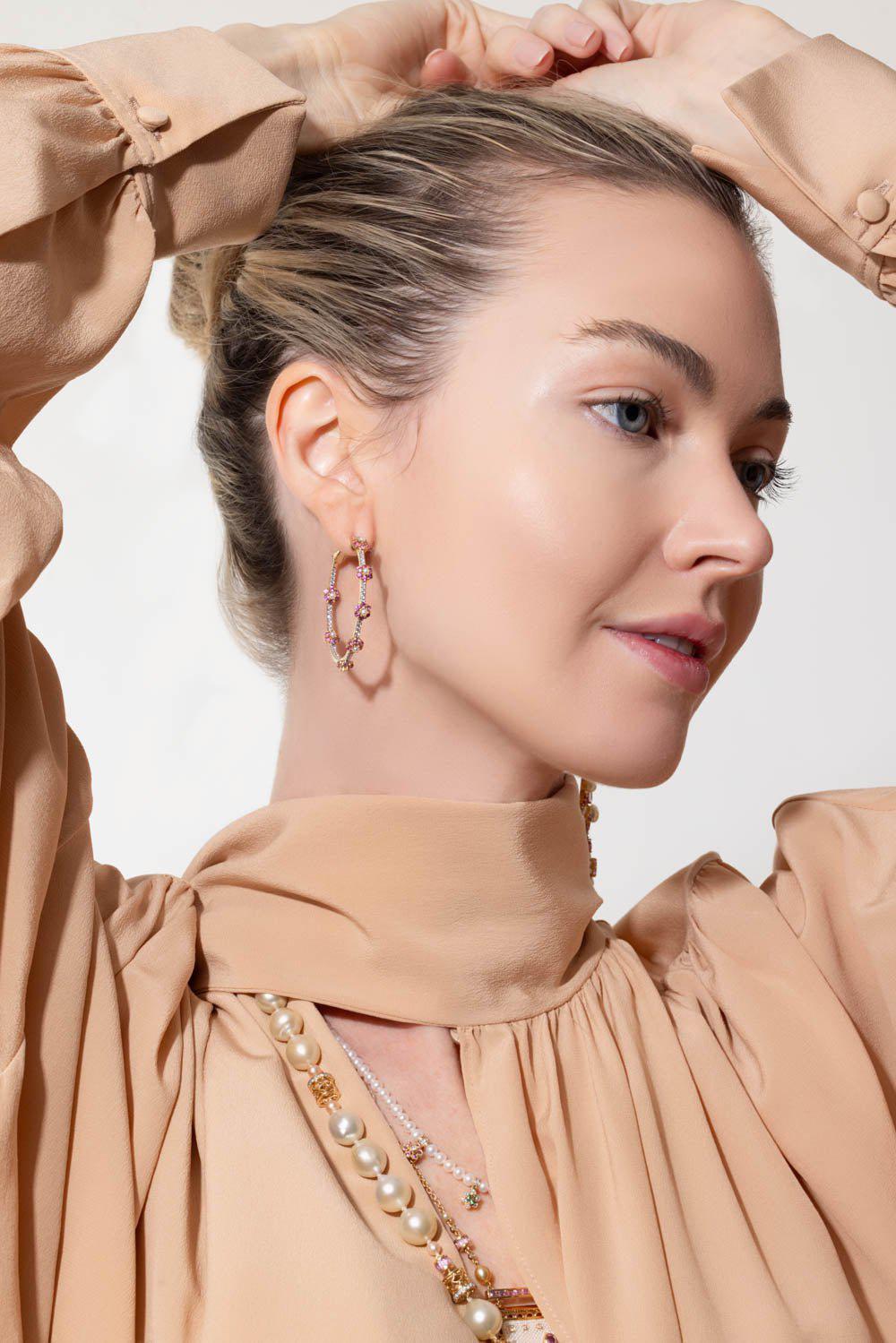 MOKSH-Pink Sapphire Kyoto Earrings-YELLOW GOLD