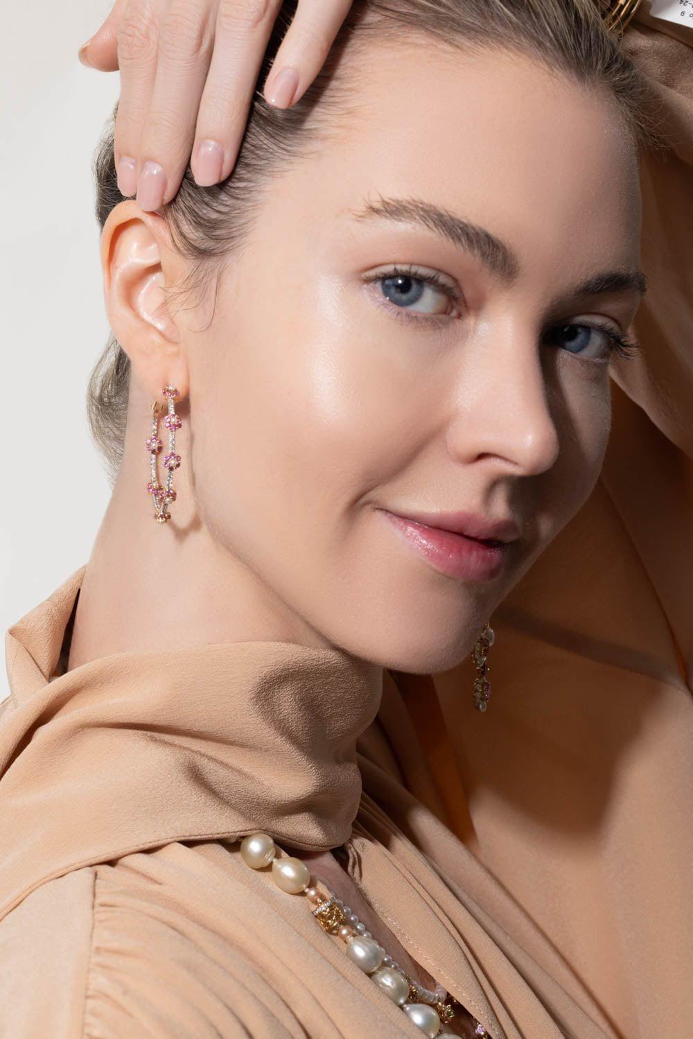 MOKSH-Pink Sapphire Kyoto Earrings-YELLOW GOLD