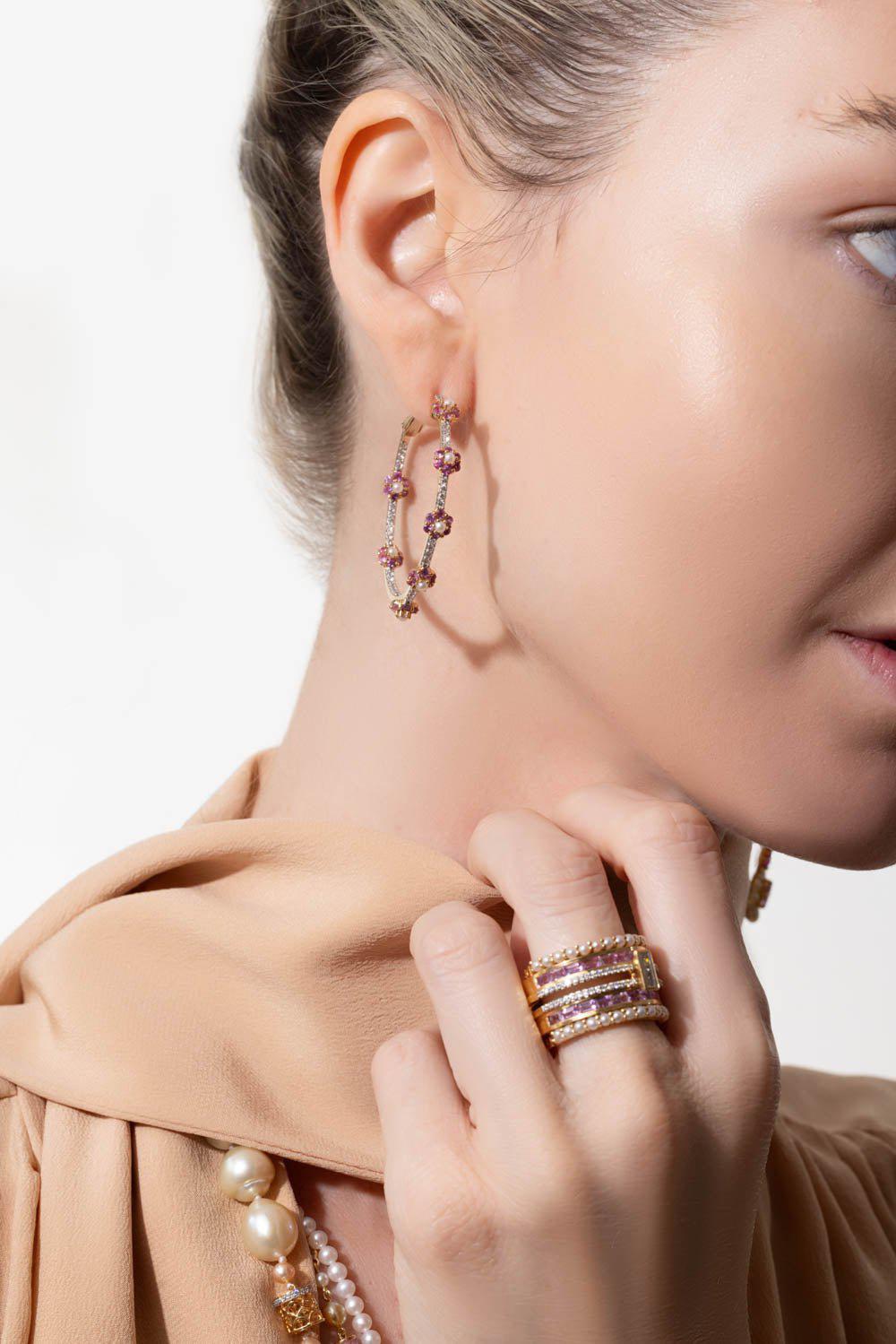 MOKSH-Pink Sapphire Kyoto Earrings-YELLOW GOLD