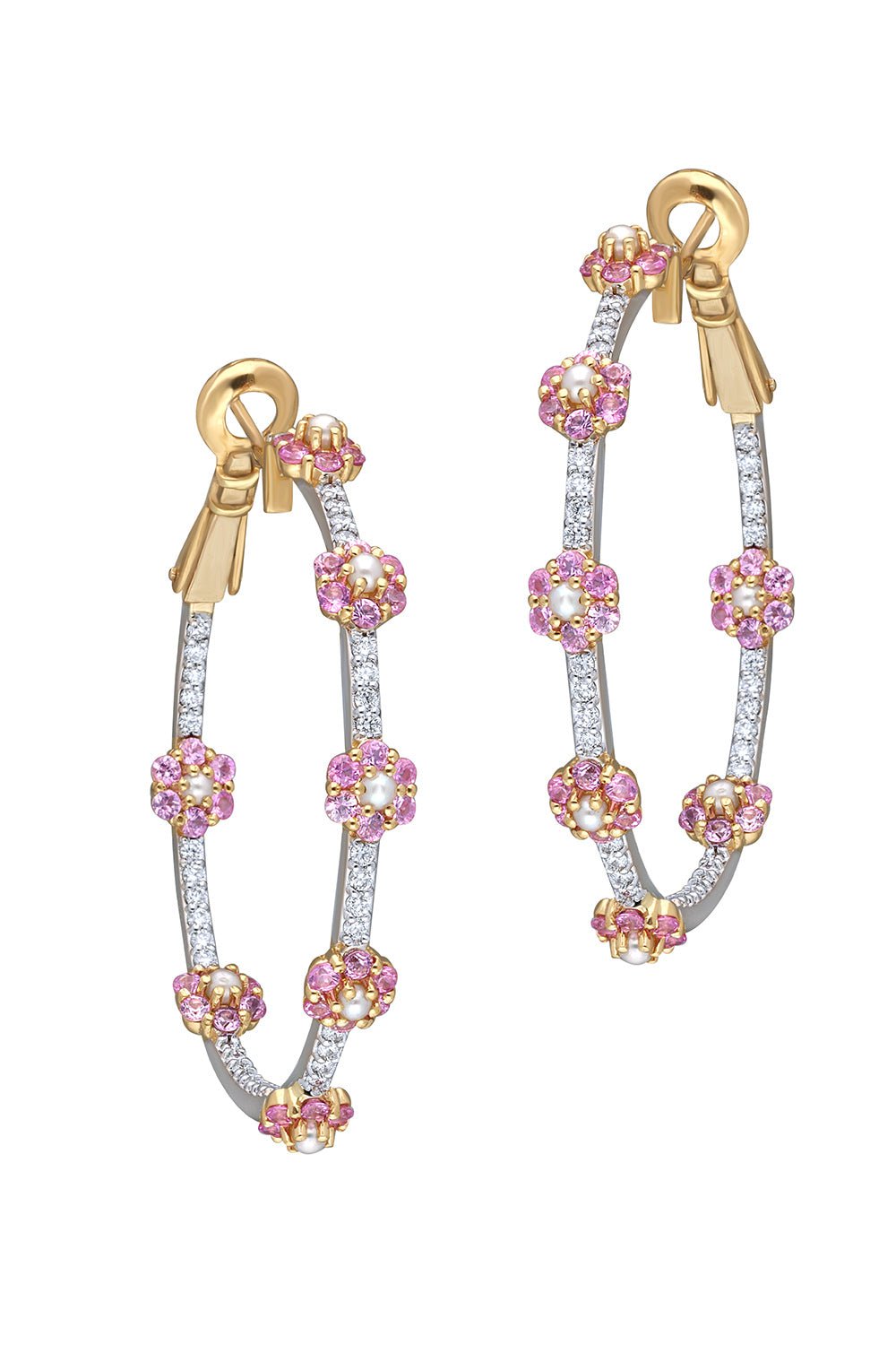 MOKSH-Pink Sapphire Kyoto Earrings-YELLOW GOLD