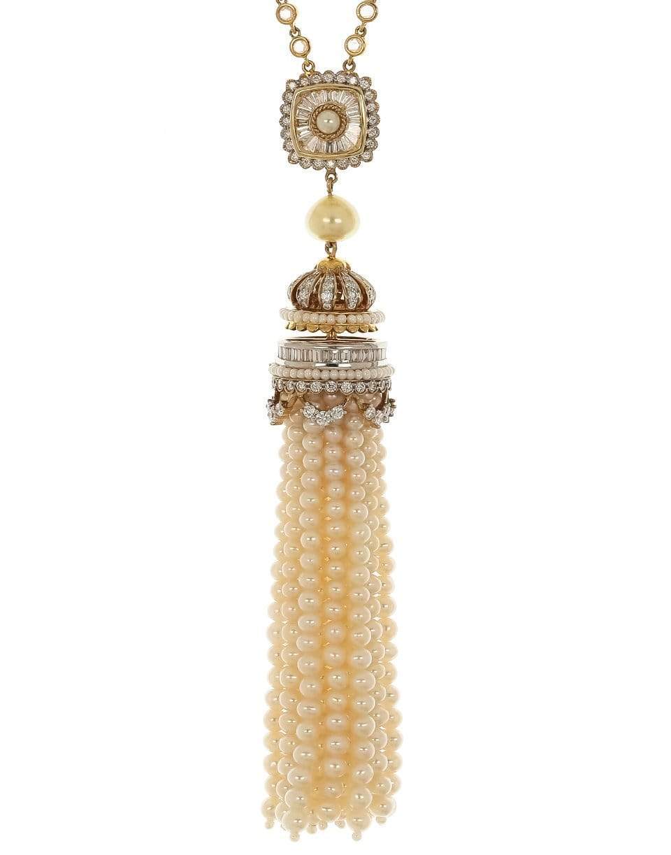 MOKSH-Jumkhi Pearl Tassel Necklace-YELLOW GOLD