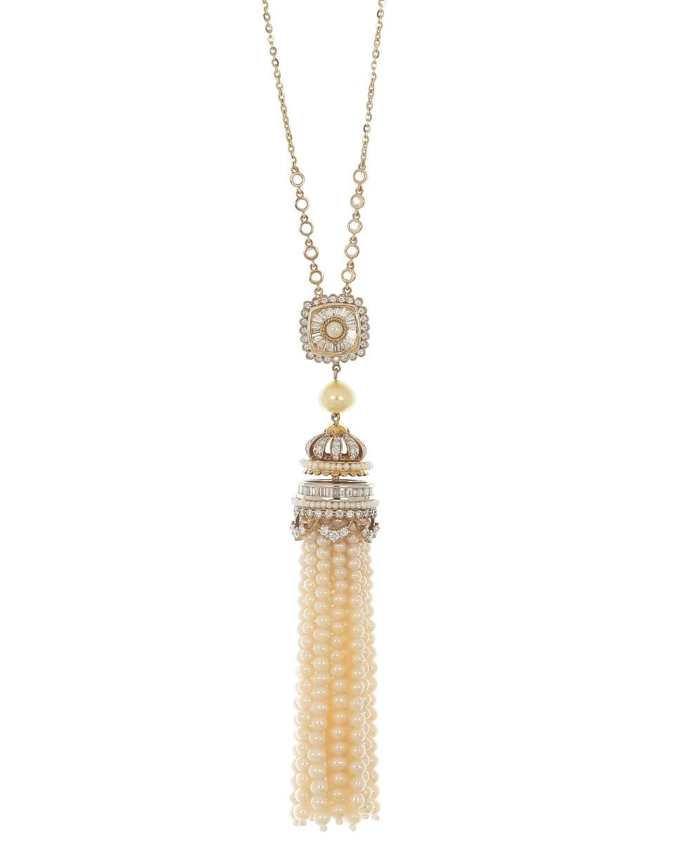 MOKSH-Jumkhi Pearl Tassel Necklace-YELLOW GOLD