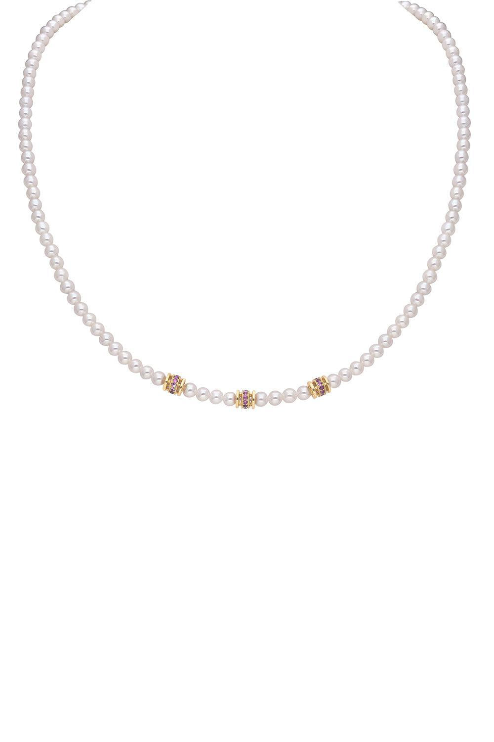 Pink Sapphire Pearl Kyoto Necklace-YELLOW GOLD-JEWELRYFINE JEWELNECKLACE O-MOKSH