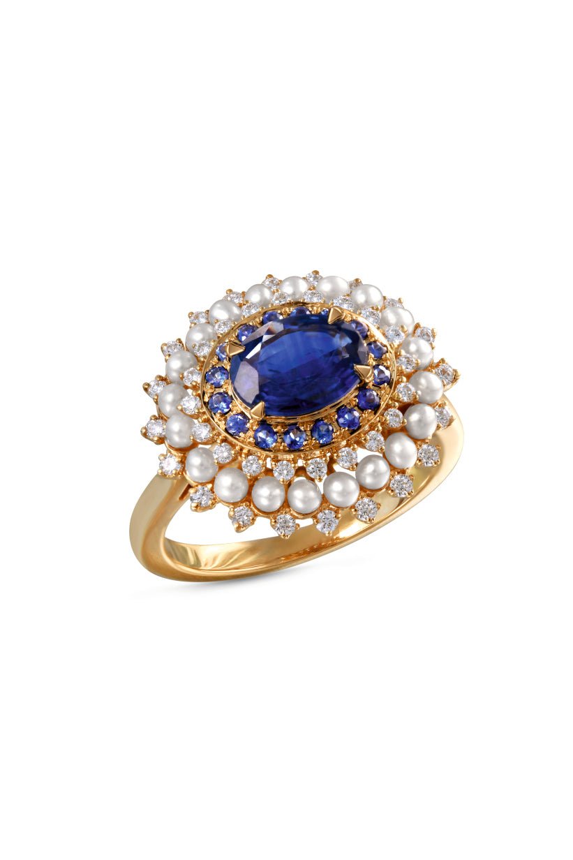 MOKSH-Kyoto Blue Sapphire Ring-YELLOW GOLD