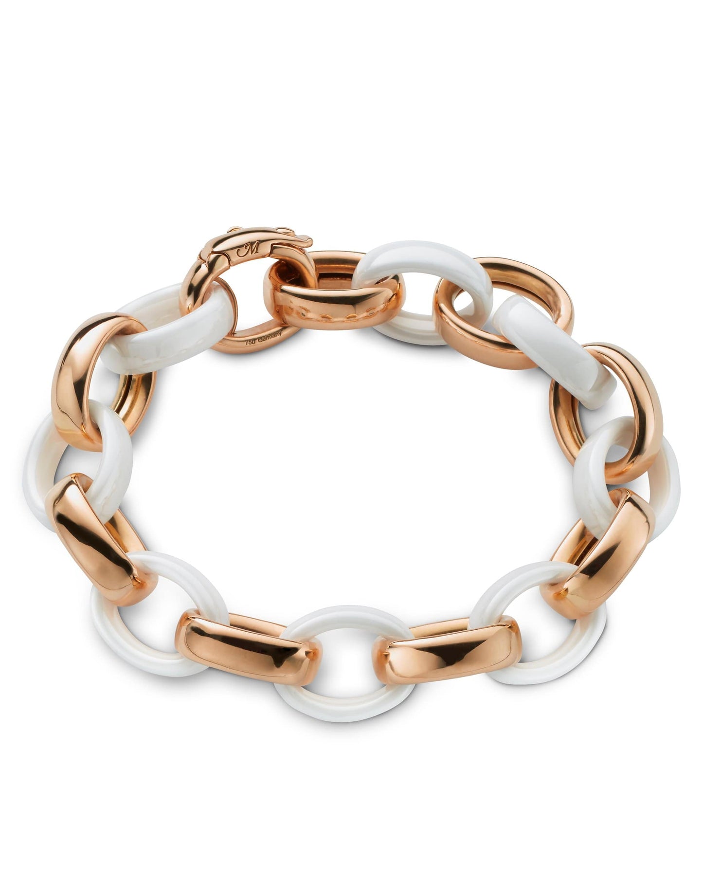 MONICA RICH KOSANN-Marilyn White Ceramic Link Bracelet-ROSE GOLD