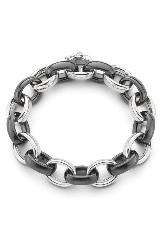 MONICA RICH KOSANN-Marilyn Black Ceramic Link Bracelet-SILVER