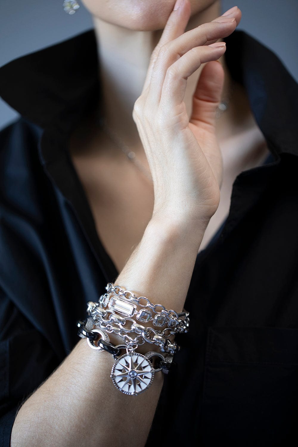 MONICA RICH KOSANN-Mosaic Rock Crystal Bracelet-SILVER